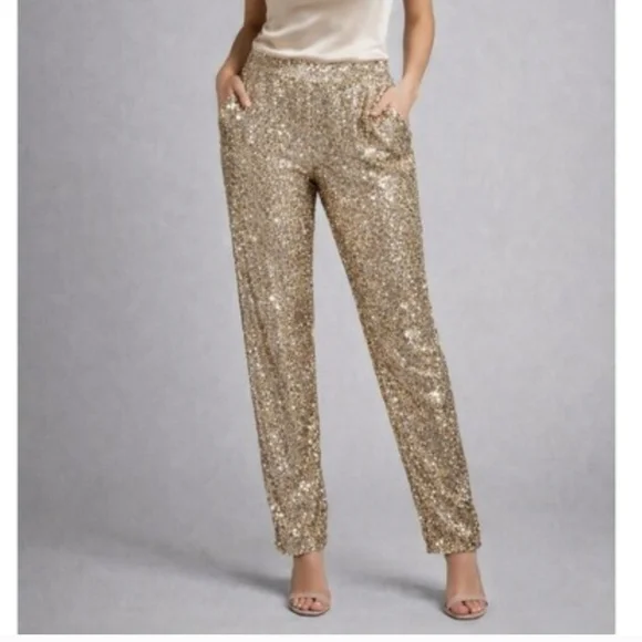 Cable & Gauge Gold Sequin Jogger Pants - Picture 1 of 1